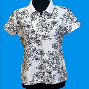 Sonoma Black and White Floral Polo Shirt